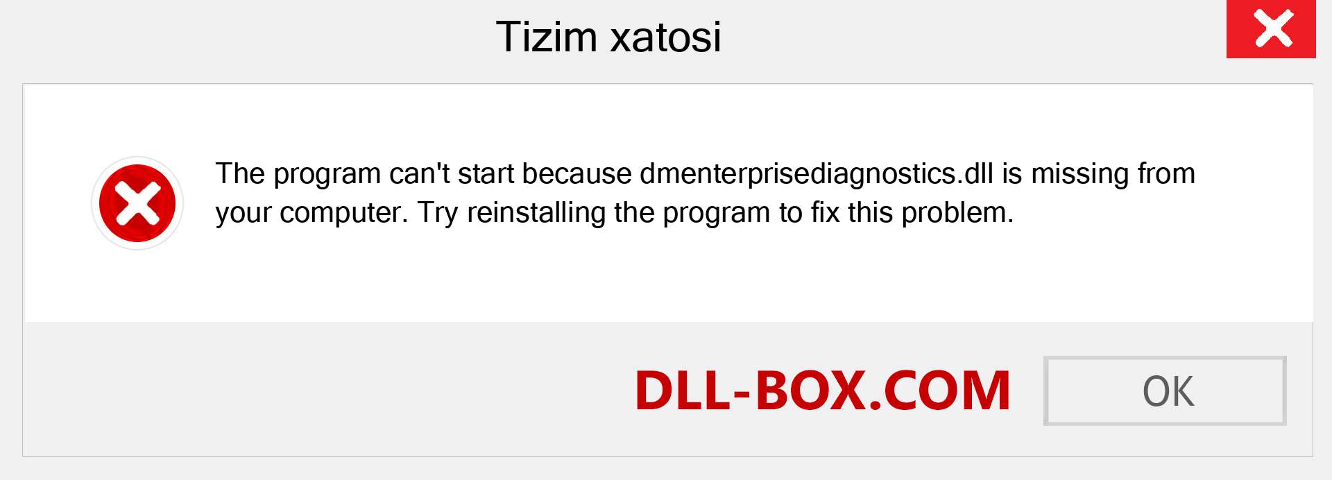 dmenterprisediagnostics.dll fayli yo'qolganmi?. Windows 7, 8, 10 uchun yuklab olish - Windowsda dmenterprisediagnostics dll etishmayotgan xatoni tuzating, rasmlar, rasmlar